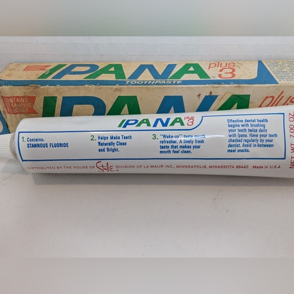 Vintage Ipana Plus 3 Toothpaste Regular Flavor Net Wt 7 Oz Collectible NOS - Picture 8 of 9